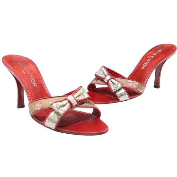 Louis Vuitton Takashi Blossom 37 Monogram Kitty Heels LV-1021P-0012 - Picture 1 of 11